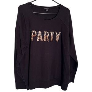 Torrid Embellished Sequin Party Crew Neck Long Sleeve Sweatshirt Black Size 2